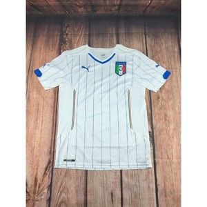 Puma Italia FIGC Men's Embroidered Pinstripe Soccer Jersey Size Large